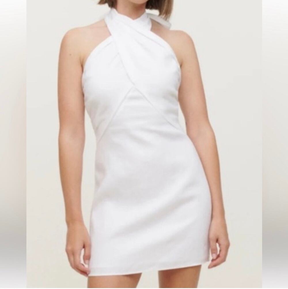 NEW Reformation Samira Dress - White Linen, Size 8,
